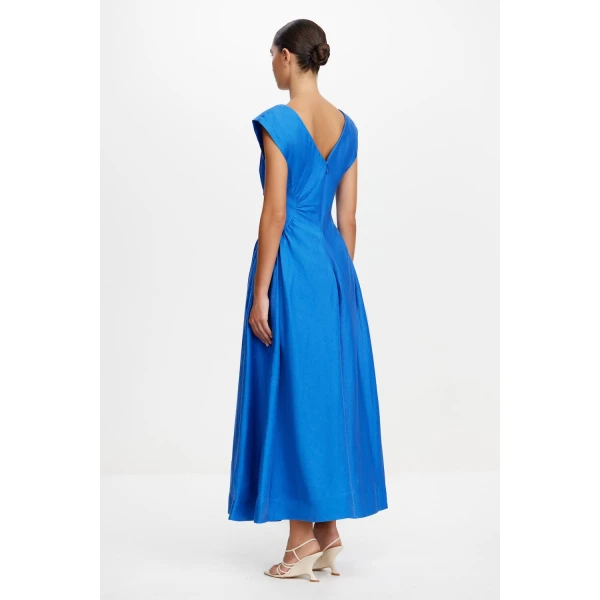 Acler Emery Midi Dress in Cobalt Blue, view 3