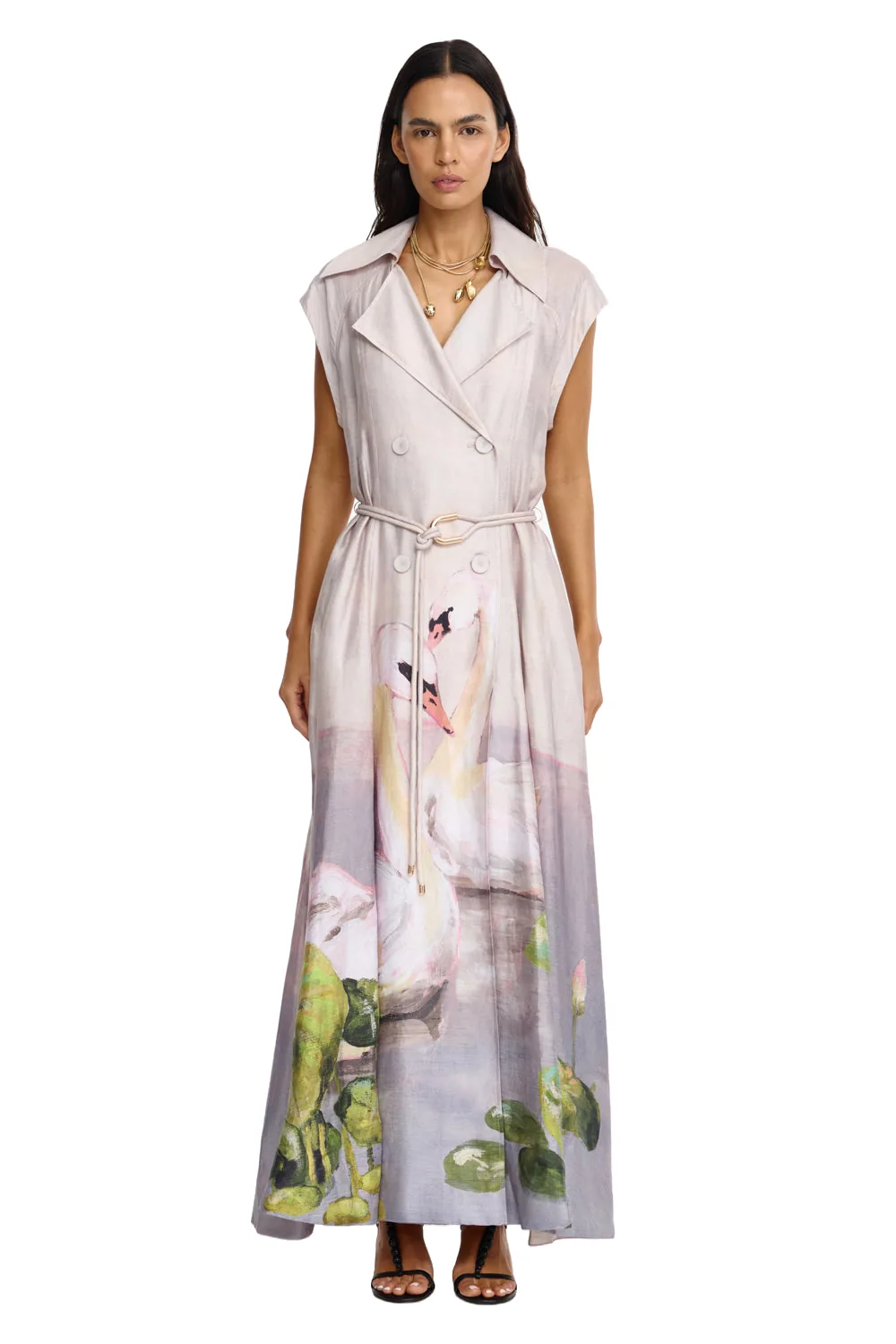Acler Evandale Maxi Dress in Swan Song, Multicolour Dresses