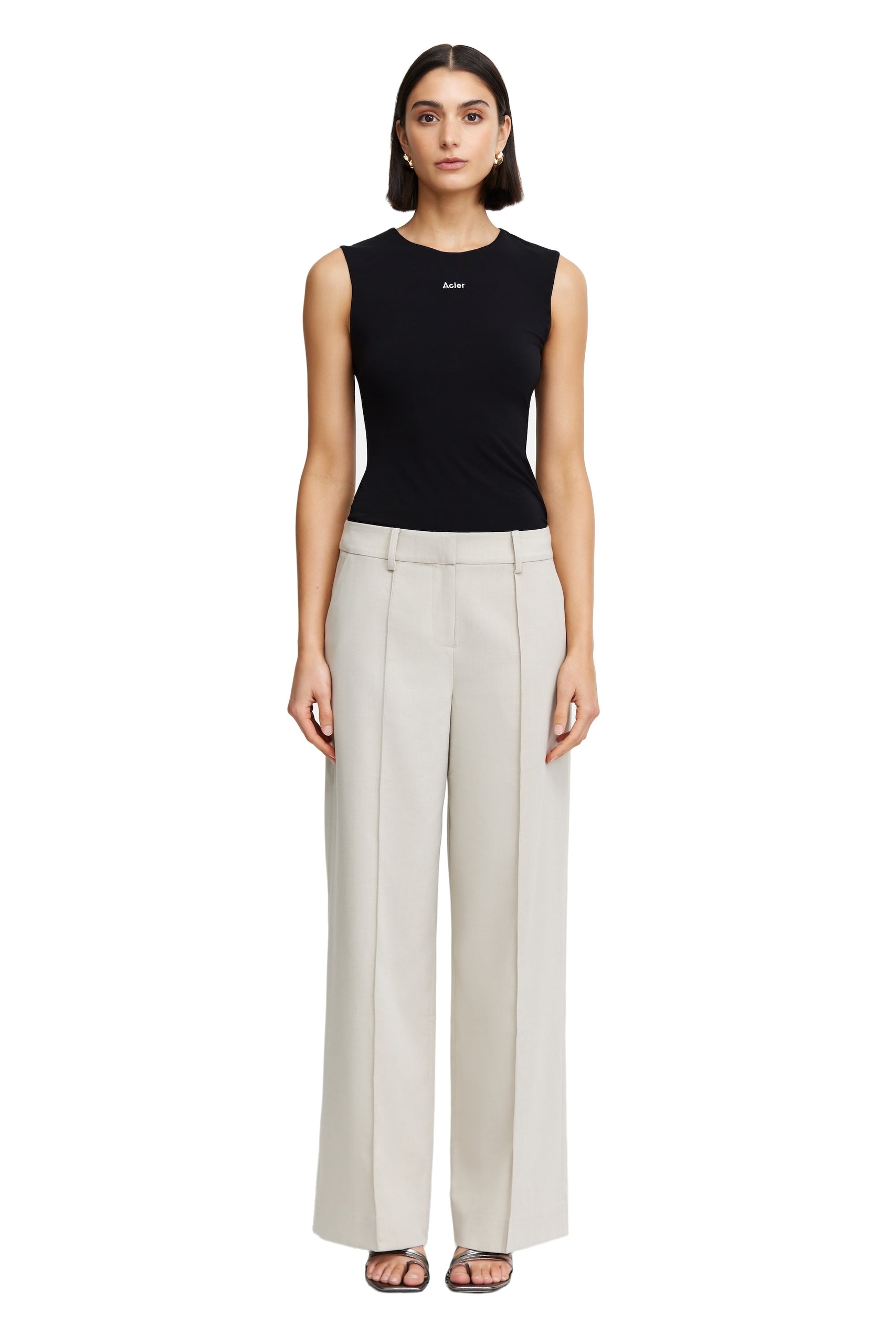 Acler Folie Pant in Light Pewter, Beige Pants