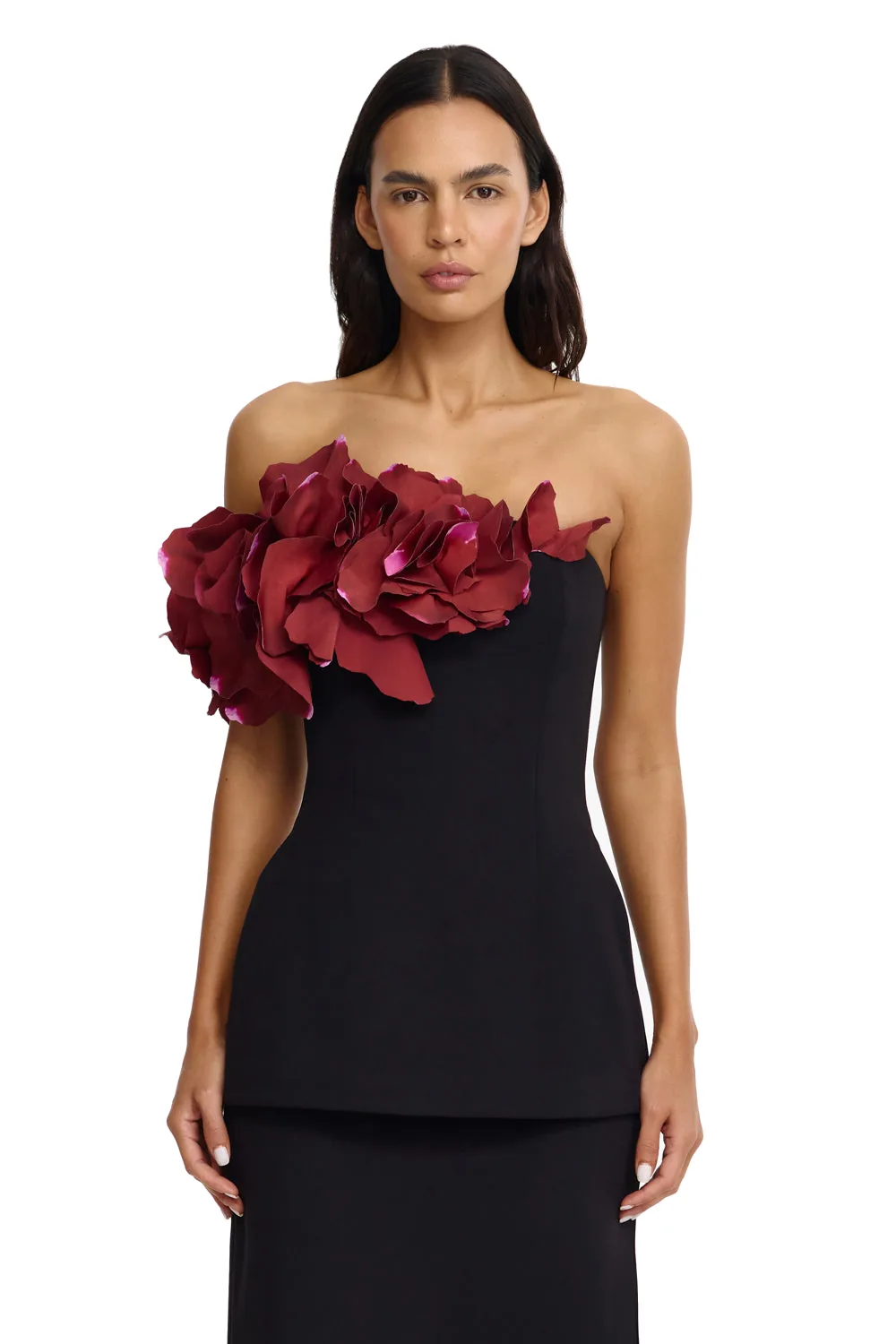 Acler Frant Top in Black Garnet, Black Tops