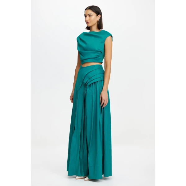 Acler Freston Skirt in Pacific Green, view 2