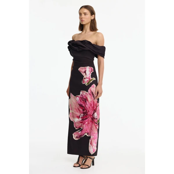 Acler Gifford Maxi Dress in Garnet Magnolia, view 2