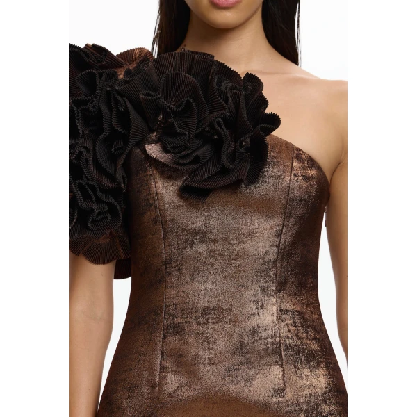 Acler Hampstead Midi Dress in Bronze, view 4