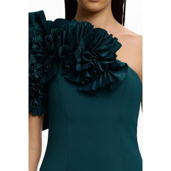 Acler Hampstead Midi Dress in Midnight Emerald, view 4
