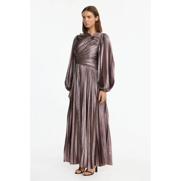Acler Hanwell Maxi Dress in Metallic Sepia, view 2
