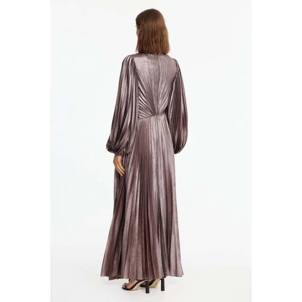Acler Hanwell Maxi Dress in Metallic Sepia, view 3