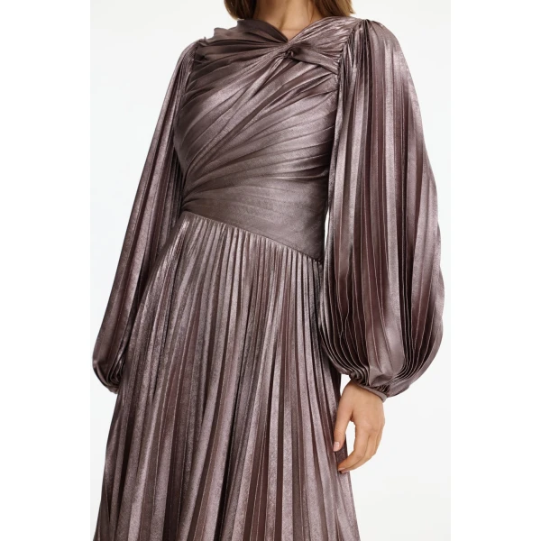Acler Hanwell Maxi Dress in Metallic Sepia, view 4