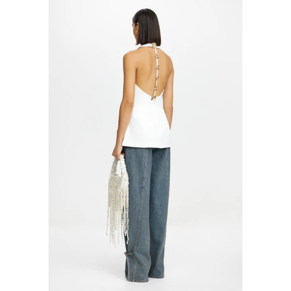 Acler Hawick Top in Ivory, view 2