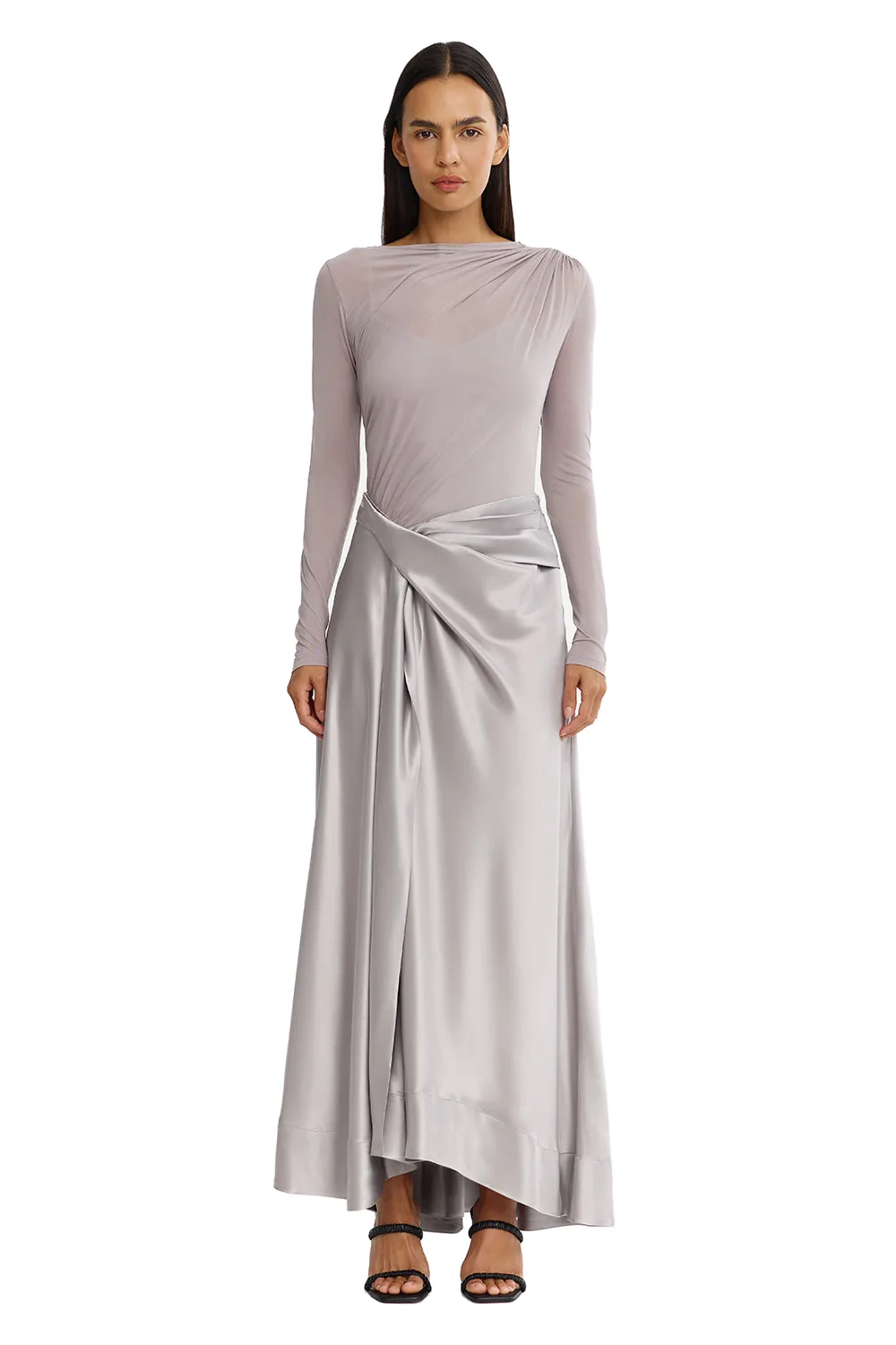 Acler Hertfordshire Maxi Dress in Dove, Grey Dresses