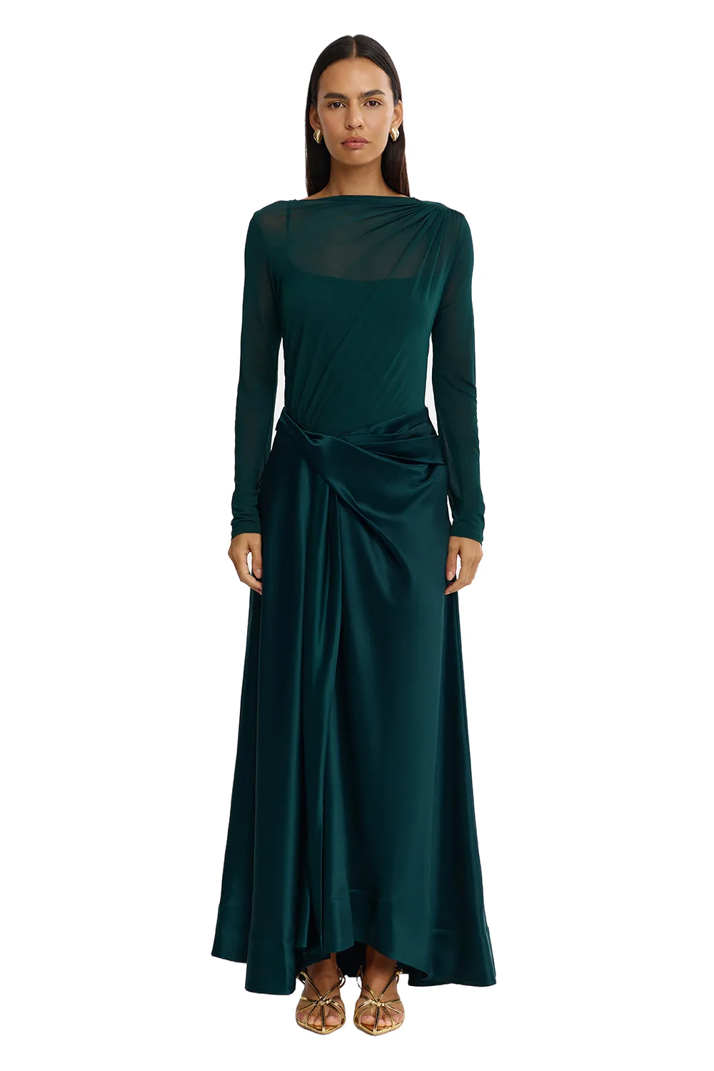 Acler Hertfordshire Maxi Dress in Midnight Emerald, Green Dresses