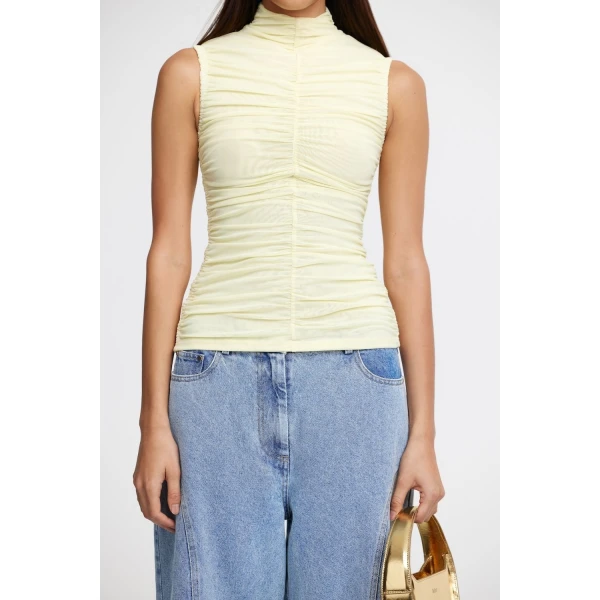 Acler Hilton Top in Lemon Sorbet, view 4