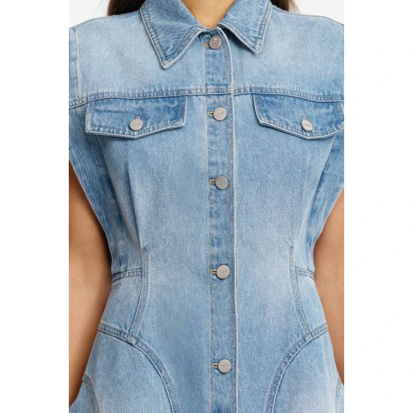 Acler Hinckley Mini Dress in Blue Rinse, view 4