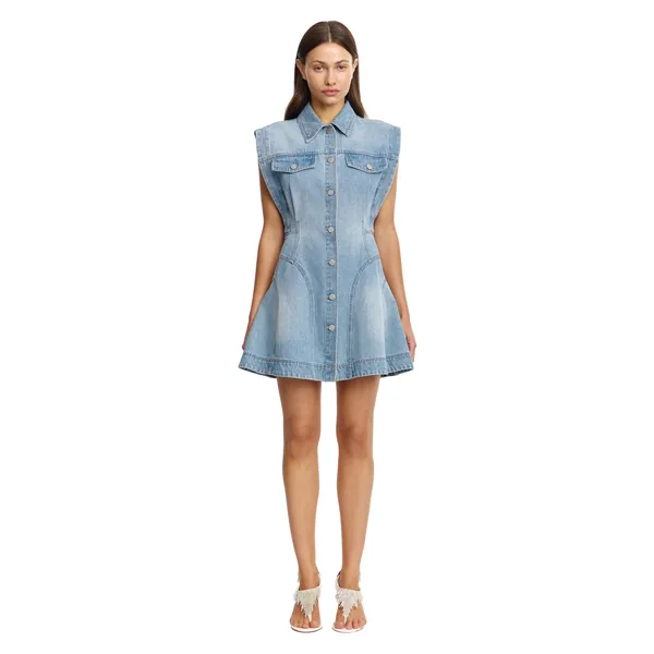 Acler Hinckley Mini Dress in Blue Rinse