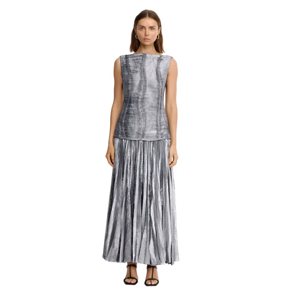Acler Holden Maxi Dress in Metallic Silver