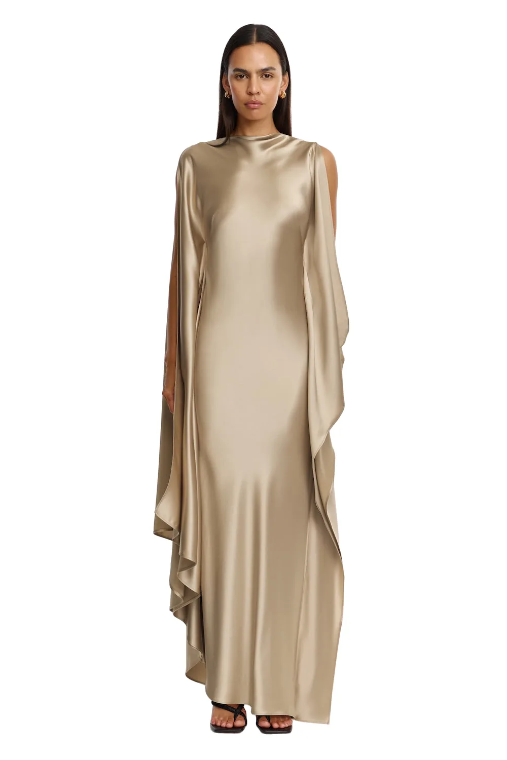 Acler Jarvis Maxi Dress in Champagne, Metallic Dresses