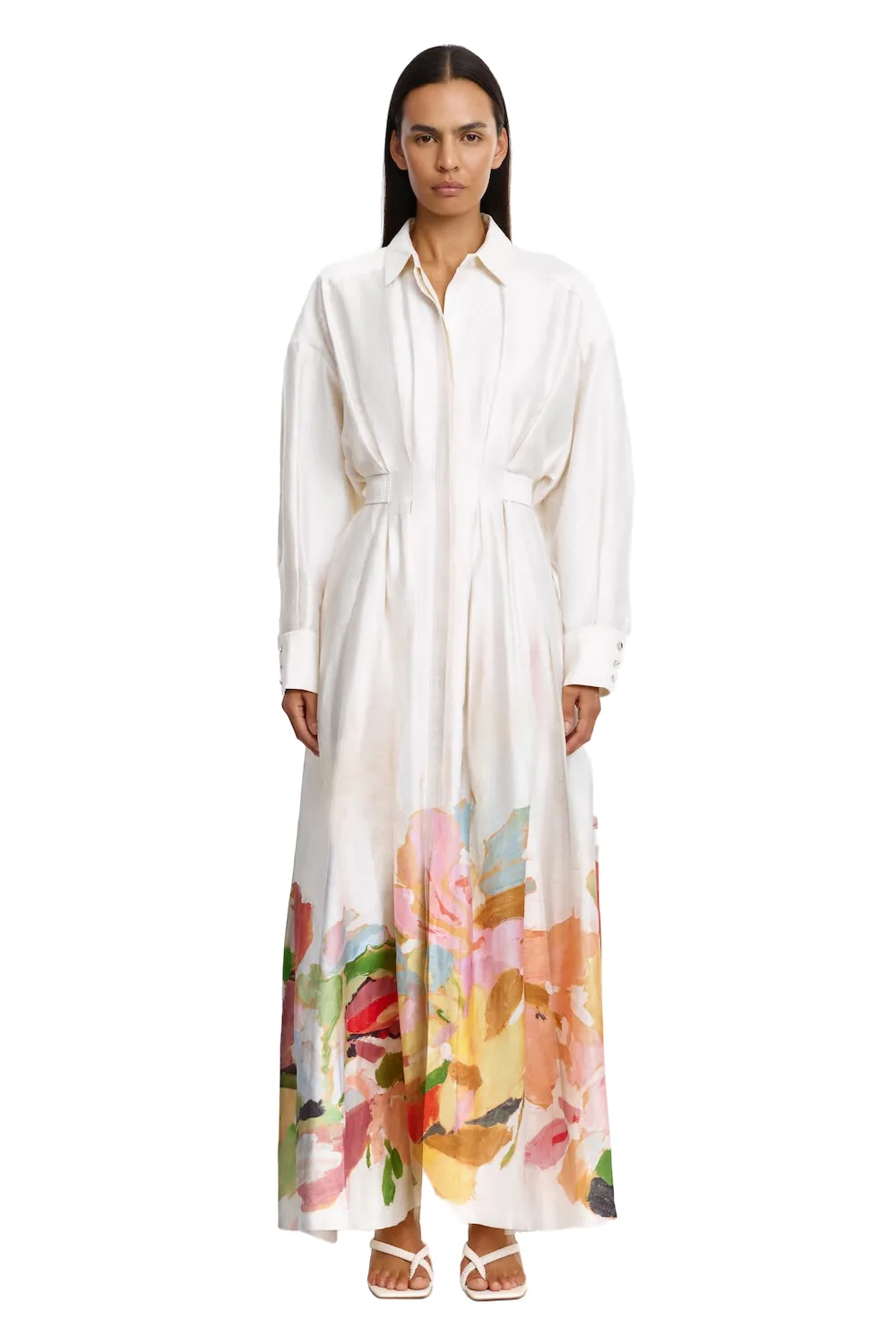 Acler Javana Maxi Dress in Mixed Floral, White Dresses