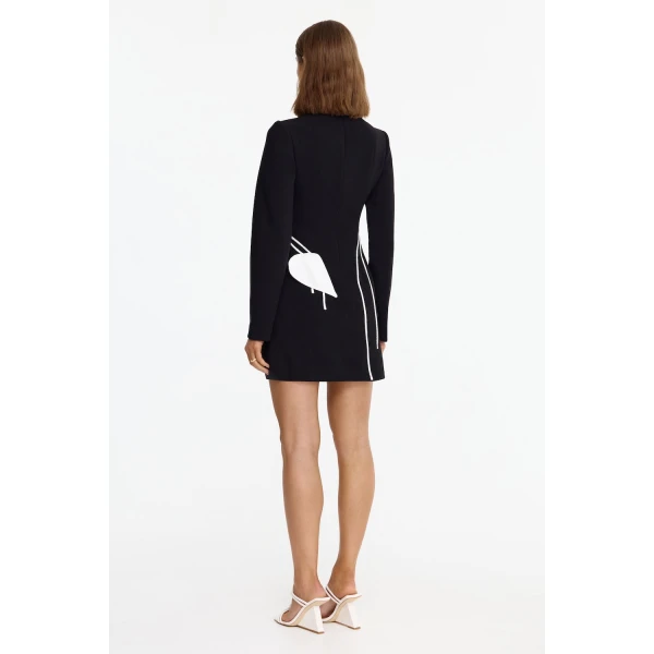 Acler Kadence Mini Dress in Black & Ivory, view 3