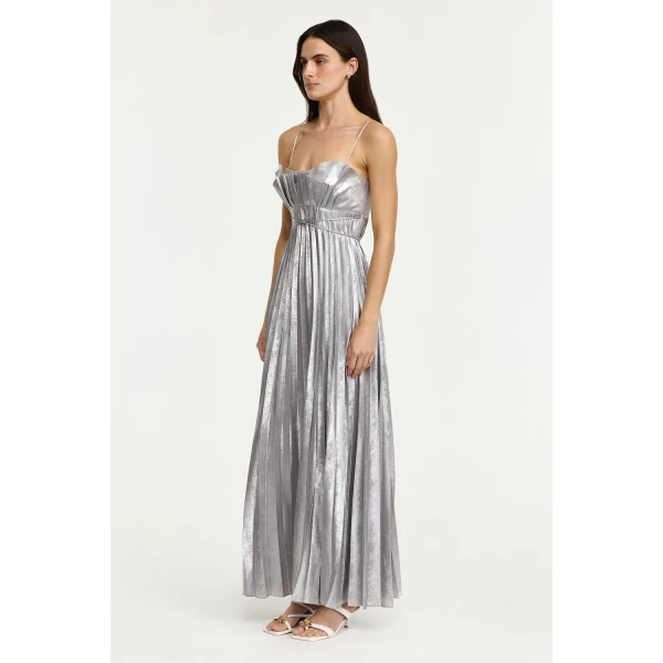 Acler Kelsale Maxi Dress in Silver Metallic, view 2