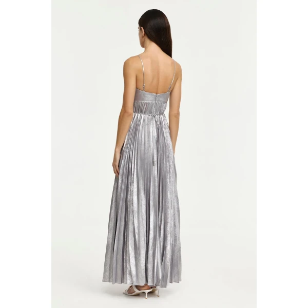 Acler Kelsale Maxi Dress in Silver Metallic, view 3