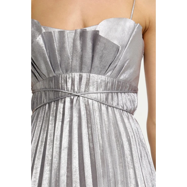 Acler Kelsale Maxi Dress in Silver Metallic, view 4