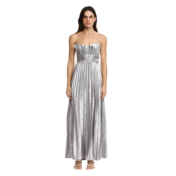 Acler Kelsale Maxi Dress in Silver Metallic
