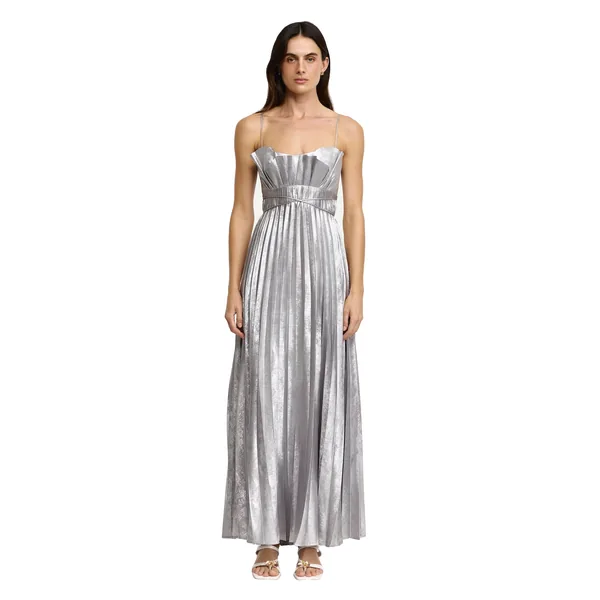 Acler Kelsale Maxi Dress in Silver Metallic