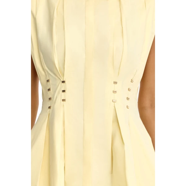 Acler Kimpton Mini Dress in Light Lemon, view 4