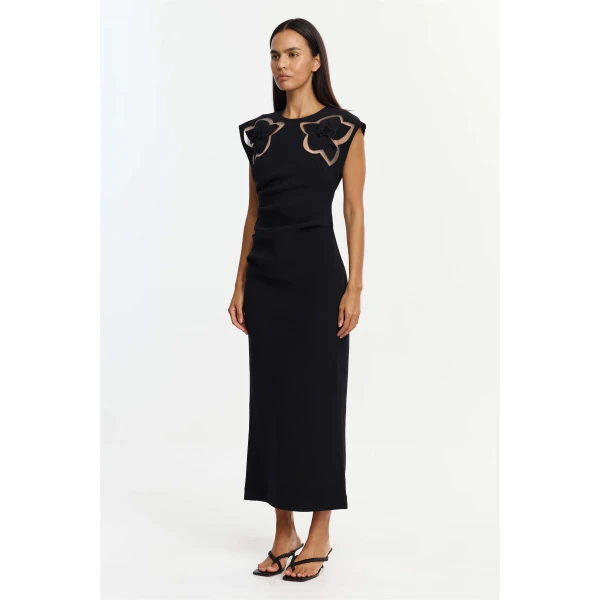 Acler Koda Midi Dress in Black, view 2