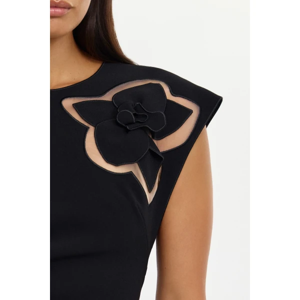 Acler Koda Midi Dress in Black, view 4