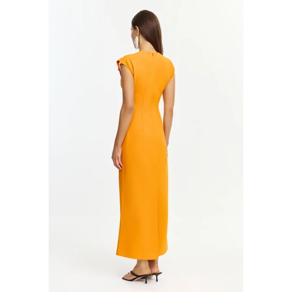 Acler Koda Midi Dress in Neon Mango, view 3