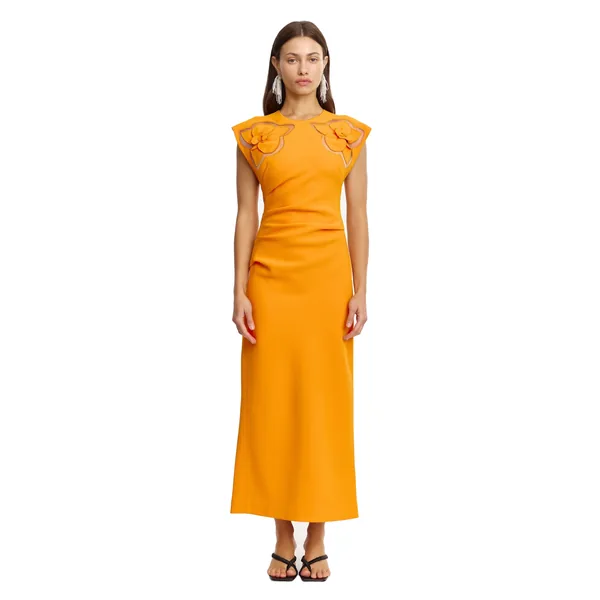 Acler Koda Midi Dress in Neon Mango