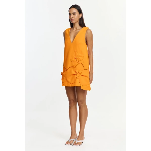 Acler Koda Mini Dress in Neon Mango, view 2