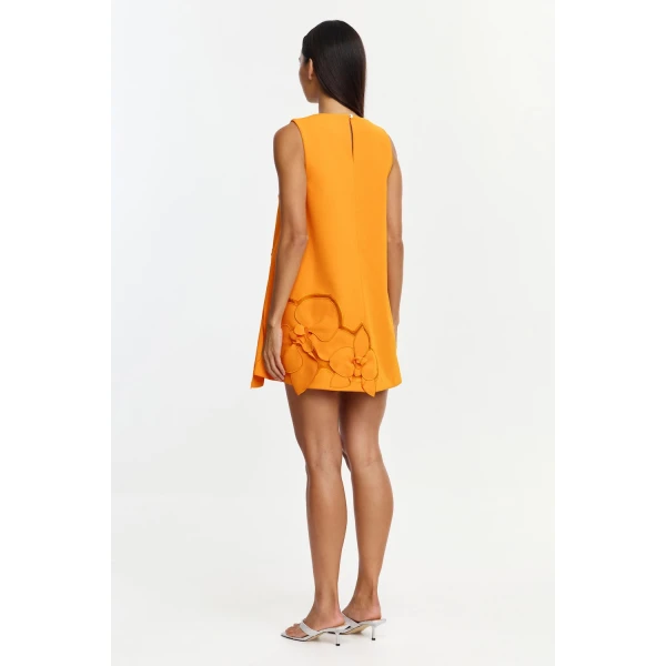 Acler Koda Mini Dress in Neon Mango, view 3