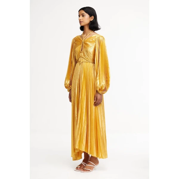Acler Lanesfield Maxi Dress in Honey Gold Metallic, view 2