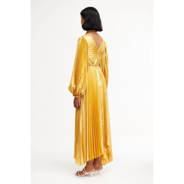 Acler Lanesfield Maxi Dress in Honey Gold Metallic, view 3