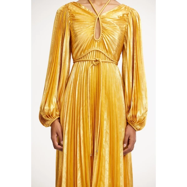 Acler Lanesfield Maxi Dress in Honey Gold Metallic, view 4