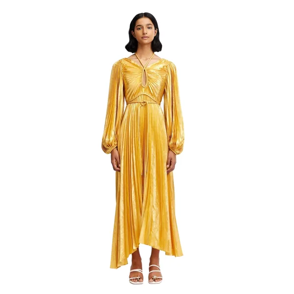Acler Lanesfield Maxi Dress in Honey Gold Metallic