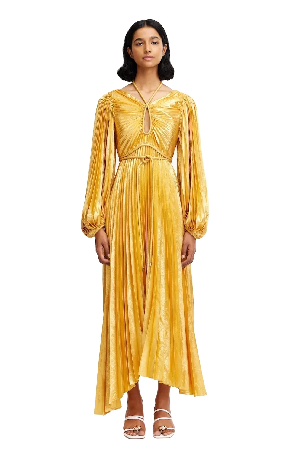 Acler Lanesfield Maxi Dress in Honey Gold Metallic, Metallic Dresses