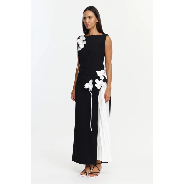 Acler Limisi Maxi Dress in Black & Ivory, view 2