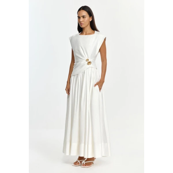 Acler Mannersly Maxi Dress in Ivory, view 2