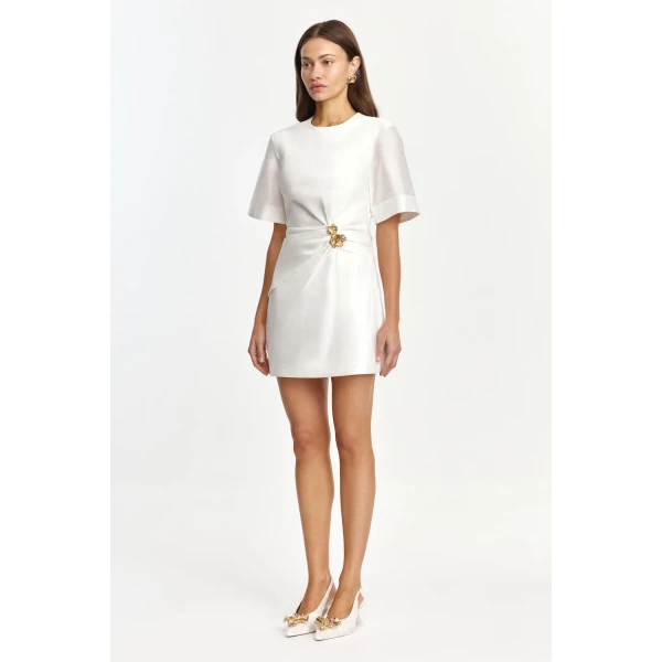 Acler Mannersly Mini Dress in Ivory, view 3