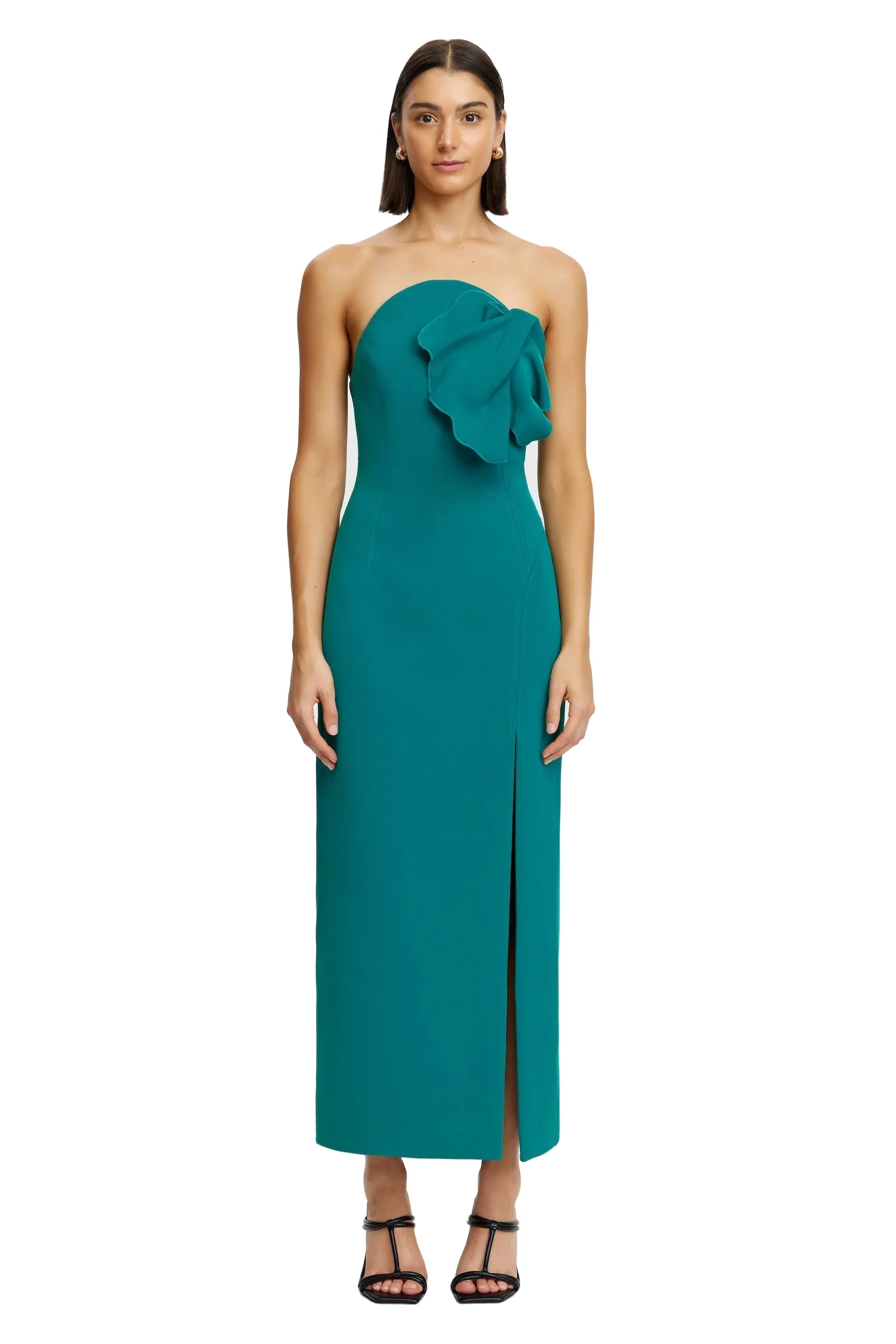 Acler Manton Midi Dress in Dark Pacific, Green Dresses