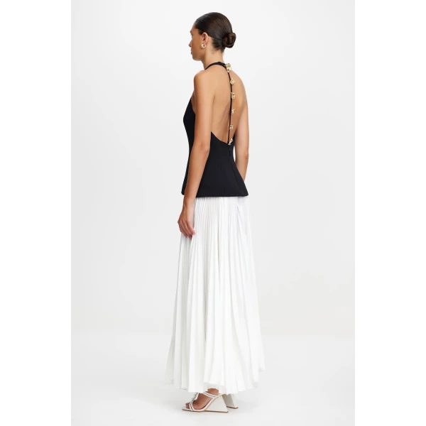 Acler Minhall Maxi Dress in Ivory & Black, view 4