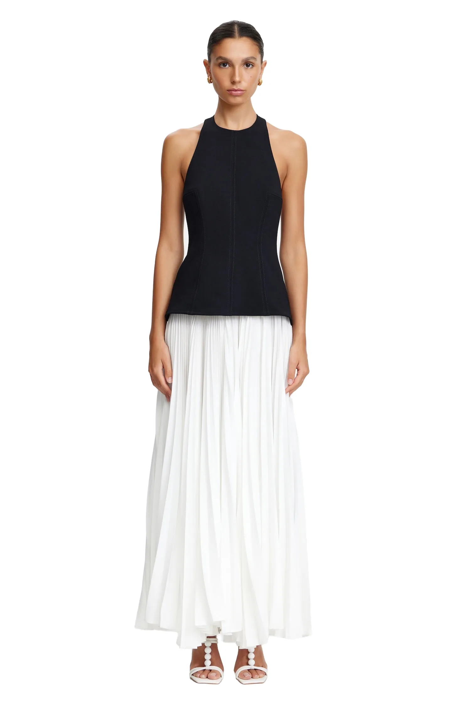 Acler Minhall Maxi Dress in Ivory & Black, Ivory Dresses
