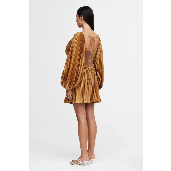 Acler Newtoft Mini Dress in Caramel, view 3