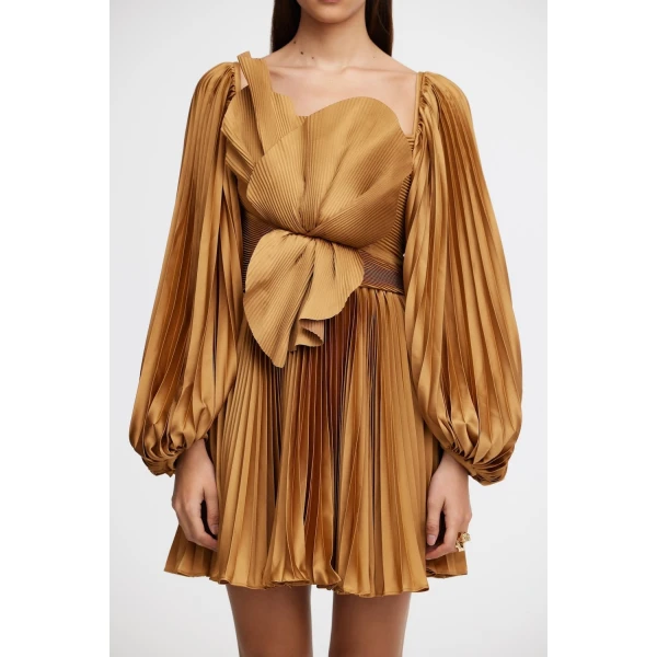 Acler Newtoft Mini Dress in Caramel, view 4