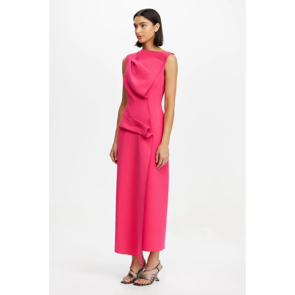Acler Normanhill Midi Dress in Berry Pink, view 2