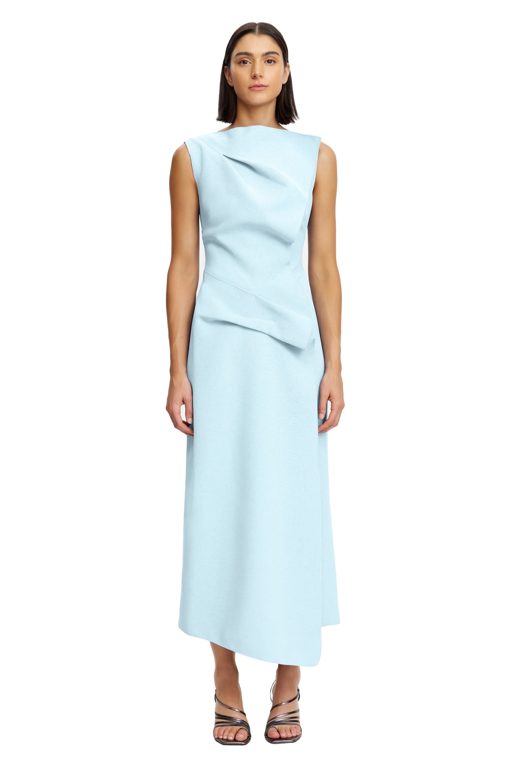 Acler Normanhill Midi Dress in Powder Blue, Blue Dresses