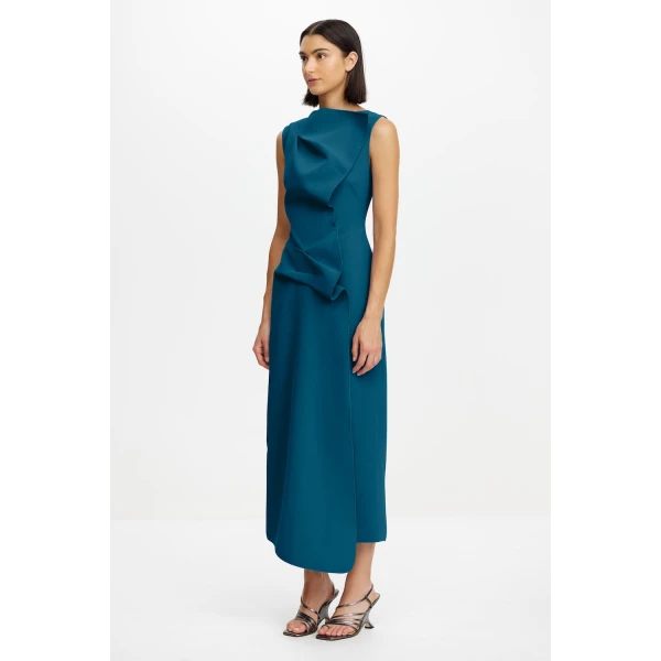 Acler Normanhill Midi Dress in Prussian Blue, view 2