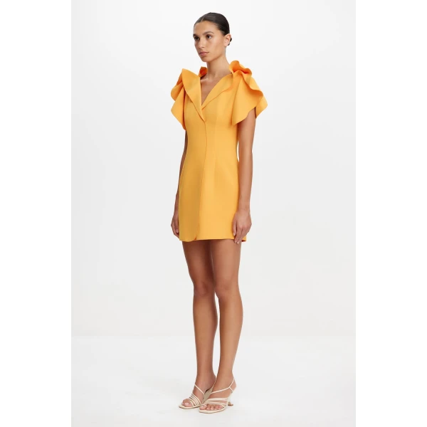 Acler Normanhill Mini Dress in Neon Mango, view 2